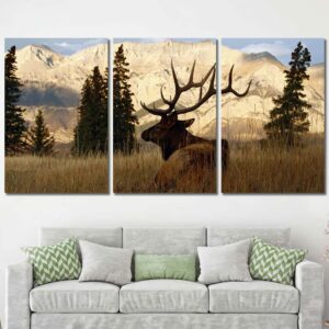 Nordic Deer Framed Canvas Wall Art Layout-Three Panels Regular
