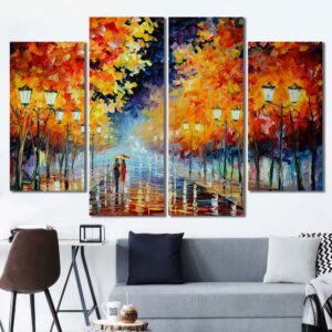 November Rain Framed Canvas Wall Art Layout-Four Panels Diamond
