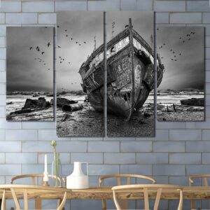 Old Boat Framed Canvas Layout-Four Panels Diamond