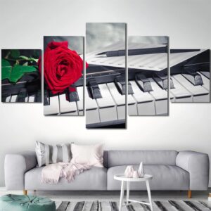 Piano Rose Printed Canvas Painting Layout-Four Panels Diamond