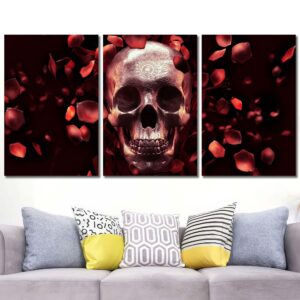 Red Rose Death Framed Print Art Canvas Layout-Three Panels Regular