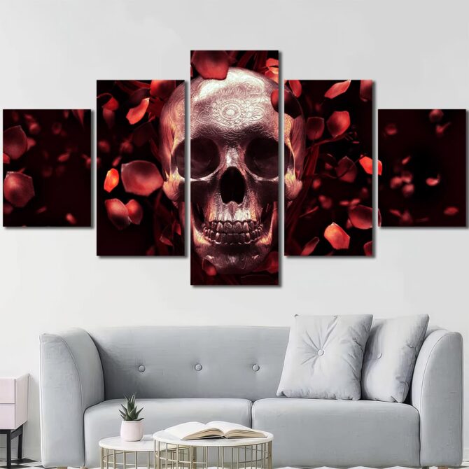 Red Rose Death Framed Print Art Canvas Layout-Five Panels Diamond