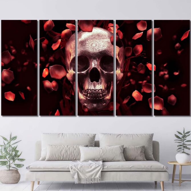 Red Rose Death Framed Print Art Canvas Layout-Five Panels Regular