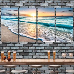 Relaxing Sunset Printed Canvas Painting Layout-Four Panels Regular