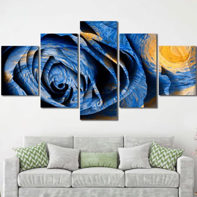 Starry Night Rose Multi Canvas with Frame Layout-Five Panels Diamond