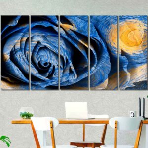 Starry Night Rose Multi Canvas with Frame Layout-Four Panels Regular