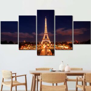Eiffel Tower Framed Panels Canvas Layout-Four Panels Diamond