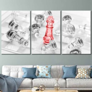 King Of Chess Wall Art Canvas with Frame Layout-Three Panels Regular