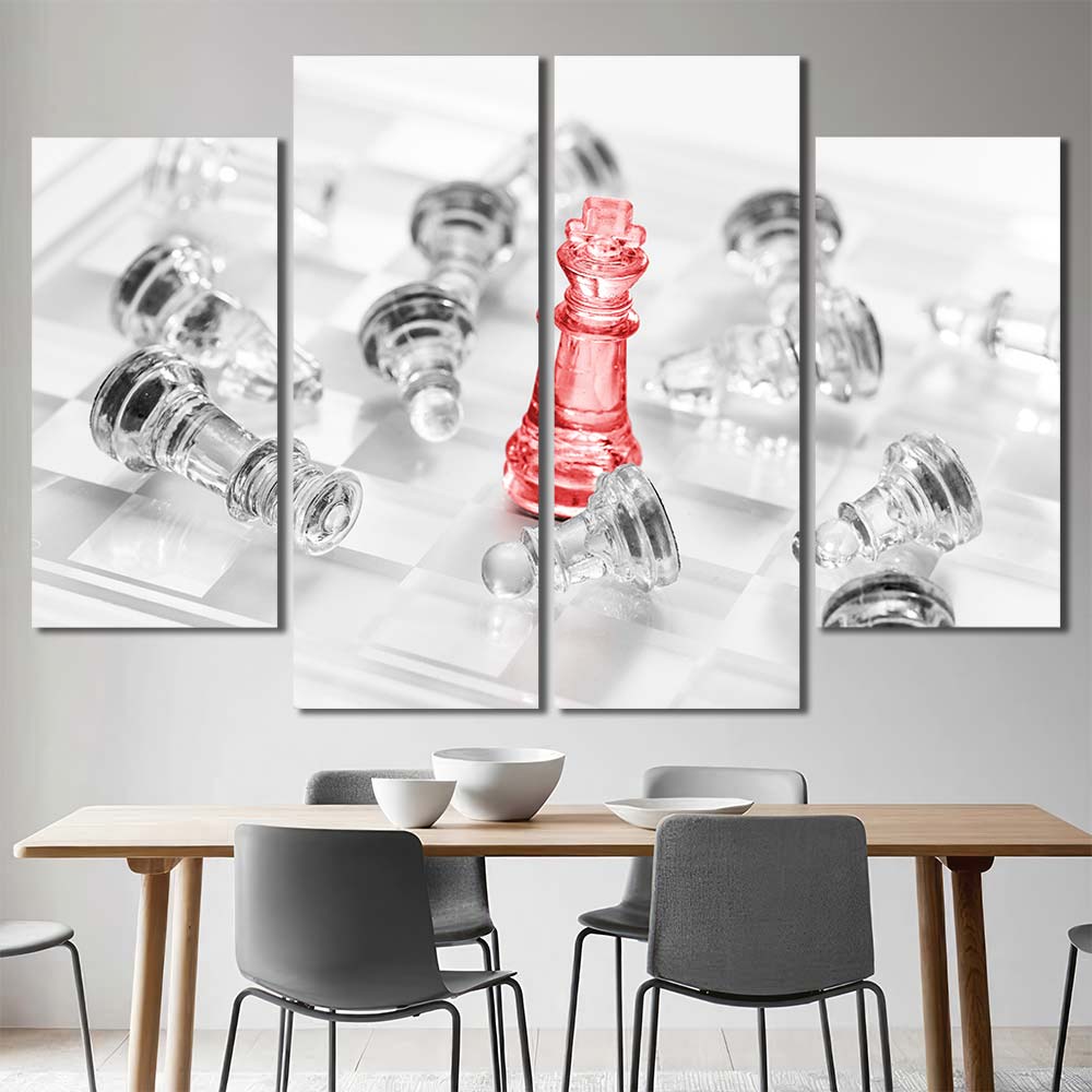 King Of Chess Wall Art Canvas with Frame Layout-Four Panels Diamond