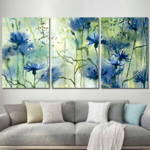 Wet Flowers HD Printed Picture with Frame Layout-Three Panels Regular