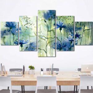 Wet Flowers HD Printed Picture with Frame Layout-Four Panels Diamond