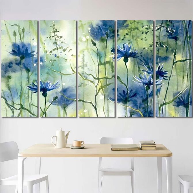 Wet Flowers HD Printed Picture with Frame Layout-Five Panels Regular