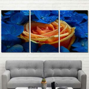 Yellow Rose Printed Painting on Canvas Layout-Three Panels Regular
