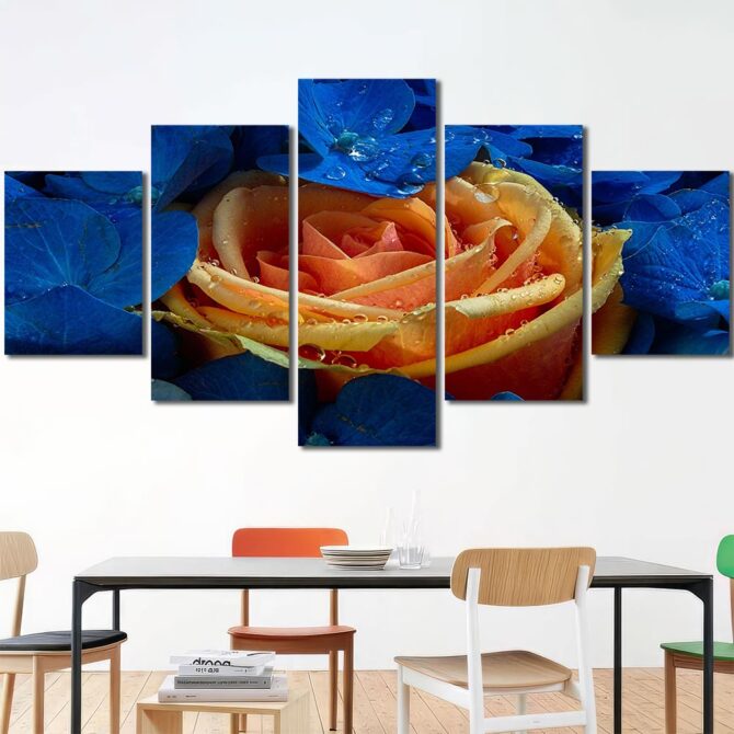 Yellow Rose Printed Painting on Canvas Layout-Five Panels Diamond