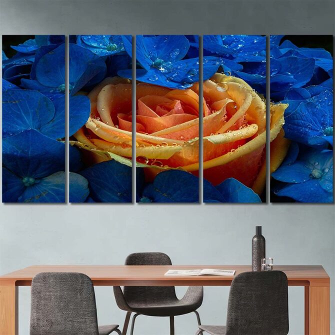 Yellow Rose Printed Painting on Canvas Layout-Five Panels Regular