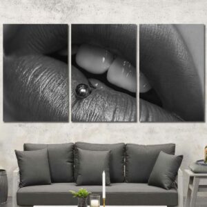 Labret Lips HD Printed Picture with Frame Layout-Three Panels Regular