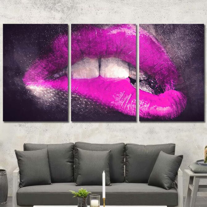 Sexy Lips Decor Art Canvas Layout-Three Panels Regular