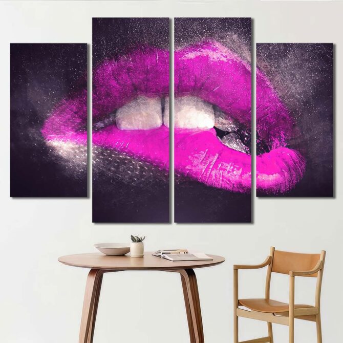 Sexy Lips Decor Art Canvas Layout-Four Panels Diamond
