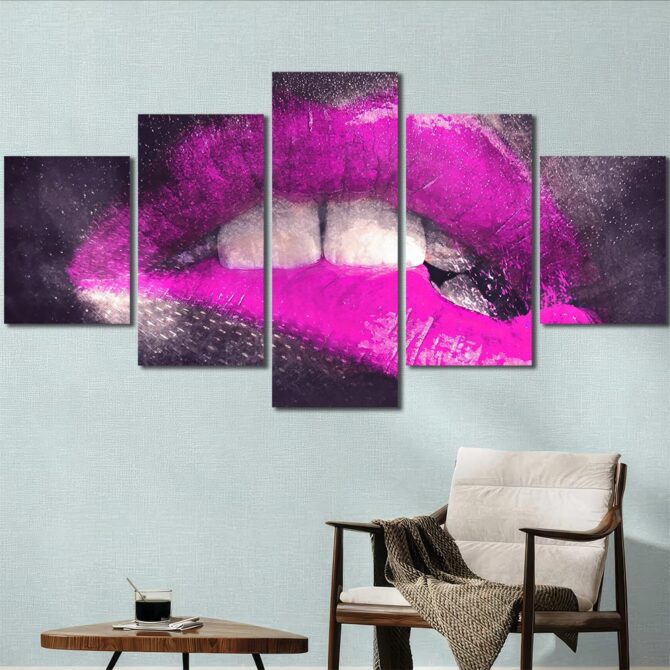 Sexy Lips Decor Art Canvas Layout-Four Panels Diamond