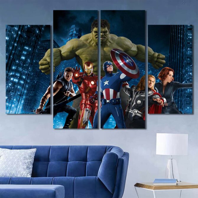 Avengers League Canvas Prints Layout-Four Panels Diamond