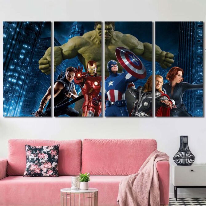 Avengers League Canvas Prints Layout-Four Panels Regular