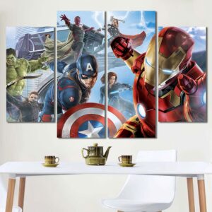 Avengers Movie Canvas Painting Layout-Four Panels Diamond