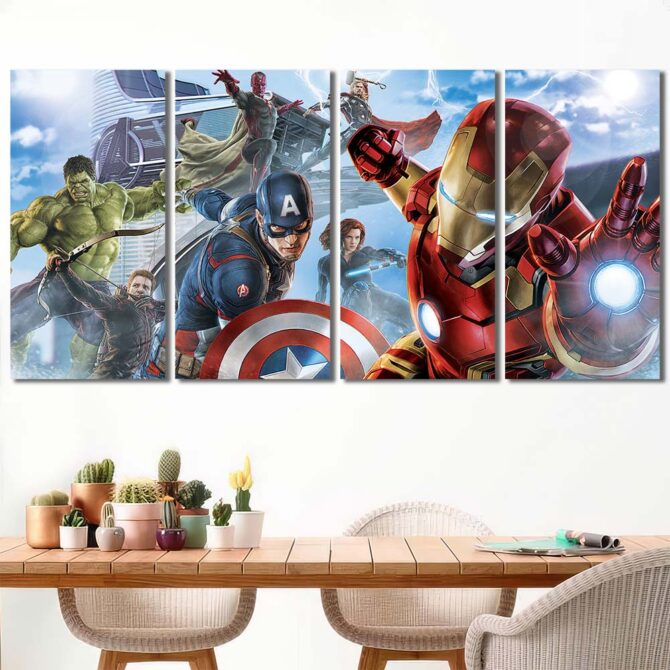 Avengers Movie Canvas Painting Layout-Four Panels Regular