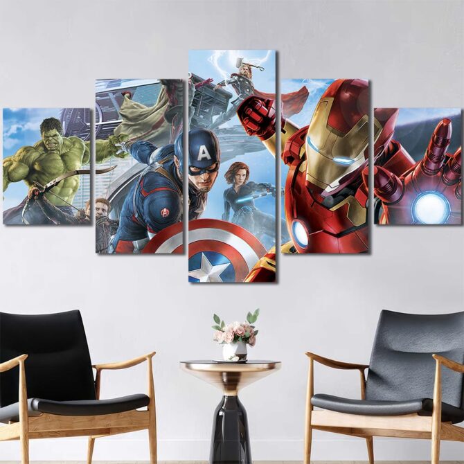Avengers Movie Canvas Painting Layout-Five Panels Diamond