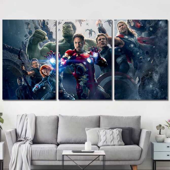 Justice League Wall Decor Layout-Three Panels Regular