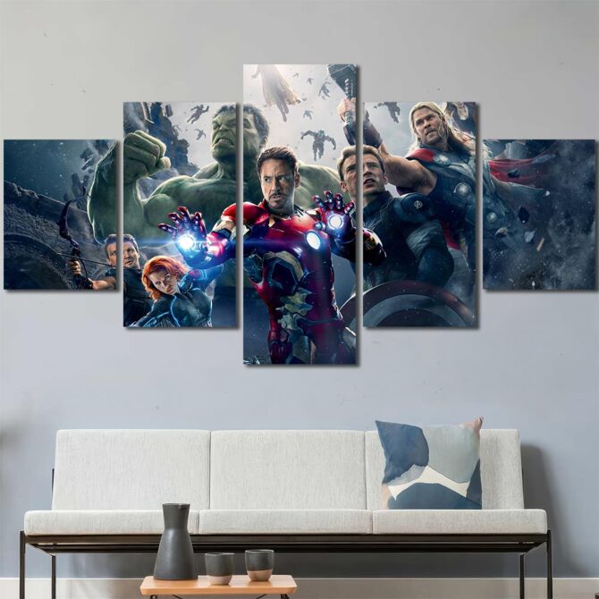 Justice League Wall Decor Layout-Five Panels Diamond