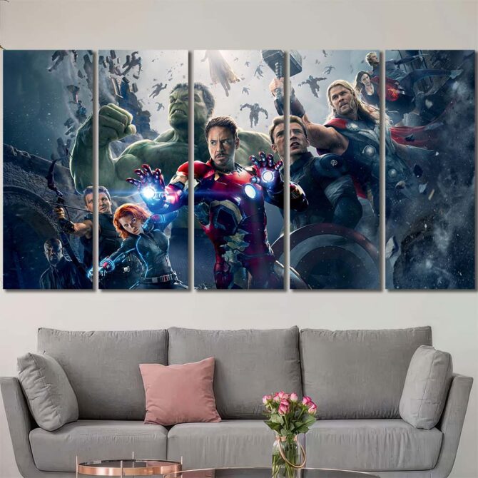 Justice League Wall Decor Layout-Five Panels Regular