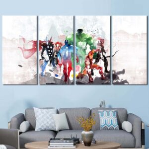Watercolor Avengers Painting Canvas Layout-Four Panels Regular