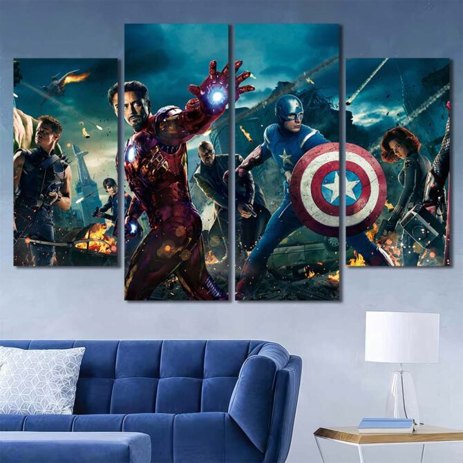 Avengers Justice League Wall Poster Layout-Four Panels Diamond