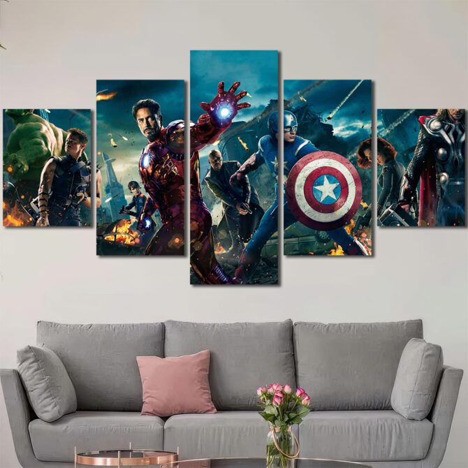 Avengers Justice League Wall Poster Layout-Five Panels Diamond