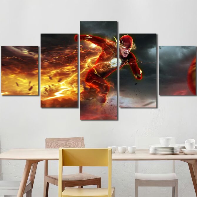 Flash Superhero Art Layout-Five Panels Diamond