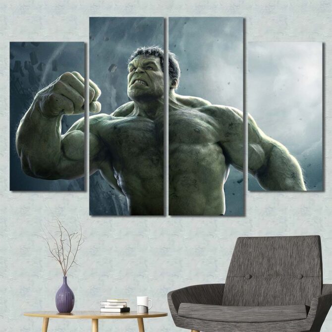 Roaring Hulk Printed Canvas Layout-Four Panels Diamond