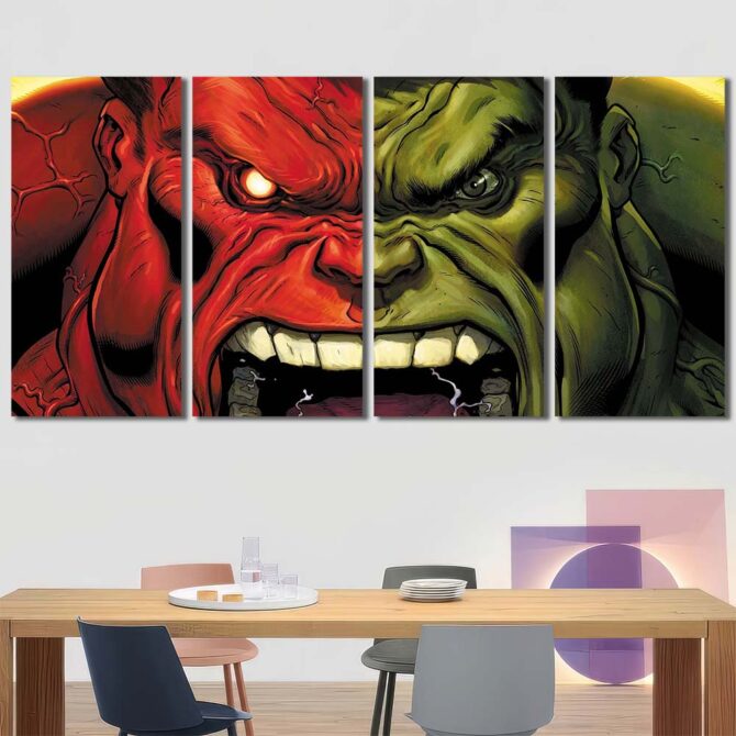 Hulk Comic Framed Canvas Layout-Four Panels Regular