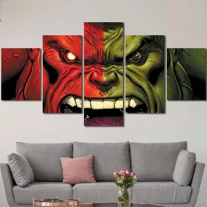 Hulk Comic Framed Canvas Layout-Five Panels Diamond