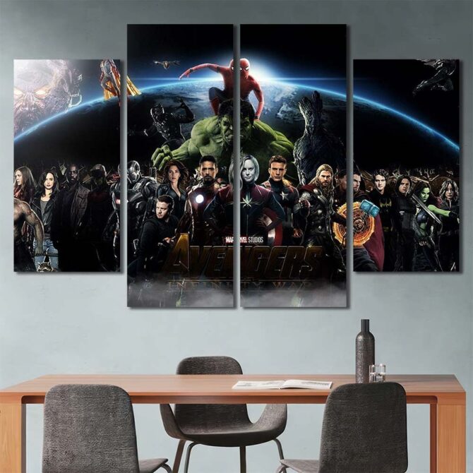 Avengers Characters Art Layout-Four Panels Diamond