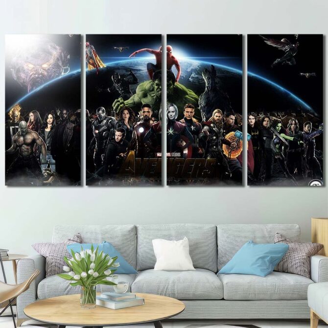 Avengers Characters Art Layout-Four Panels Regular