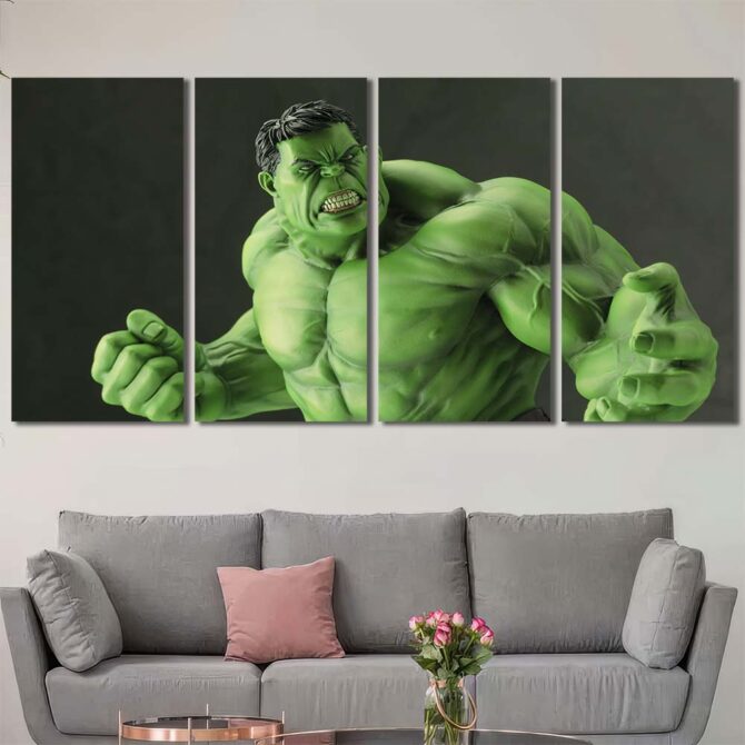 Strong Hulk Canvas Art Layout-Four Panels Regular