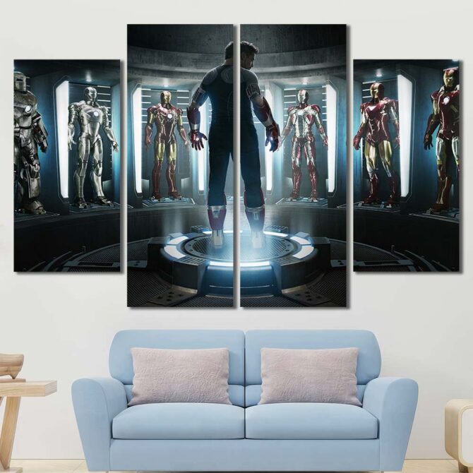 Movie Ironman Canvas Painting Layout-Four Panels Diamond