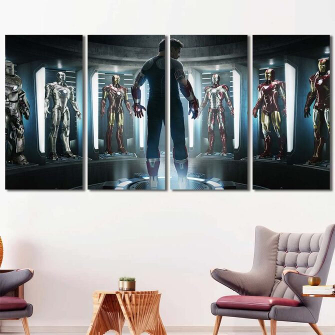 Movie Ironman Canvas Painting Layout-Four Panels Regular