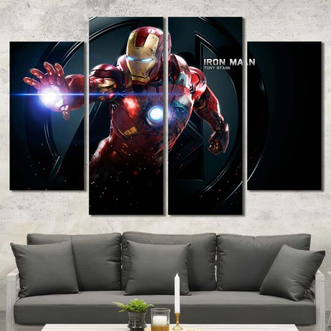 Ironman Movie Canvas Picture Layout-Four Panels Diamond