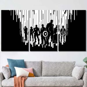 Avengers Black And White Poster Layout-Three Panels Regular