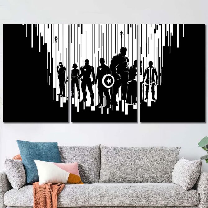 Avengers Black And White Poster Layout-Three Panels Regular