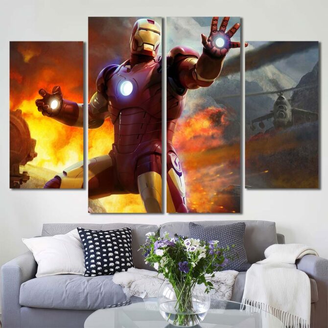 Movie Ironman Wall Poster Layout-Four Panels Diamond