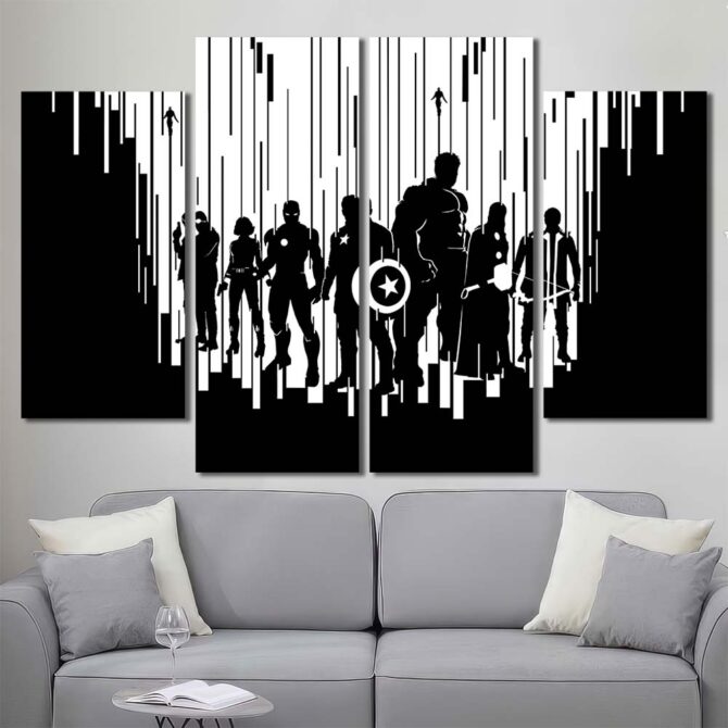Avengers Black And White Poster Layout-Four Panels Diamond