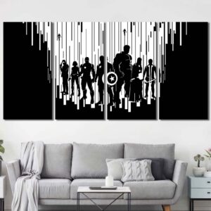 Avengers Black And White Poster Layout-Four Panels Regular