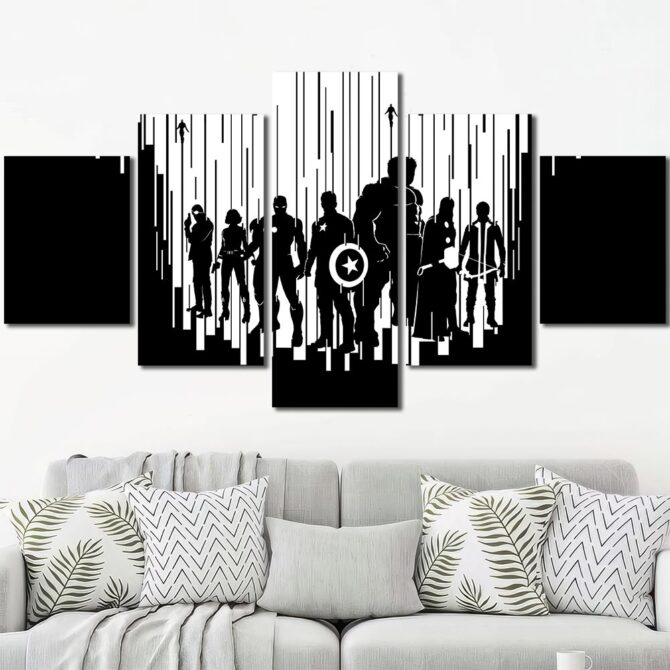 Avengers Black And White Poster Layout-Five Panels Diamond